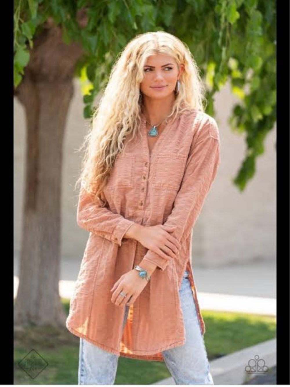 Anthropologie Pilcro Seersucker Tunic Button-Front Top in a terracotta XL